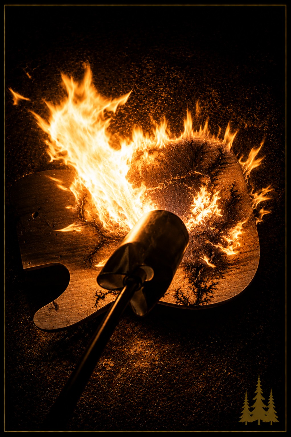 Torch burning guitar body